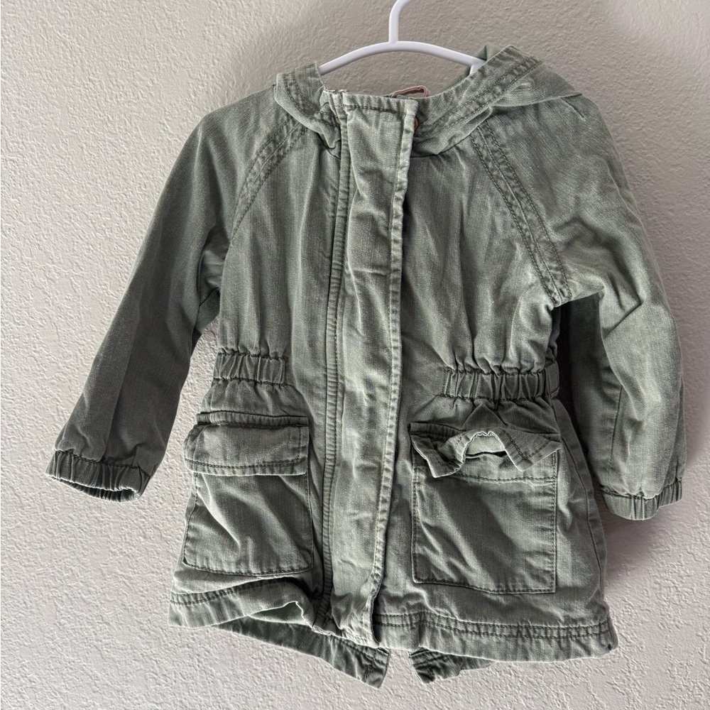 Old Navy Olive Utility Hooded Jacket Romper – 12–18M